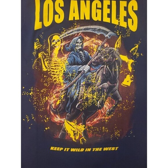 Fashion Nova Men T-shirt Men's Size Small Los Angeles Grim Reaper Navy Blue NWOT - Picture 2 of 5